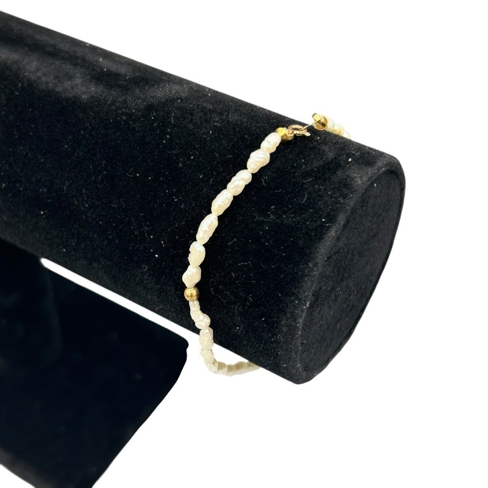 Freshwater Pearl Bracelet Dainty Minimalist 14K Marked Lobster Clasp - Picture 4 of 9